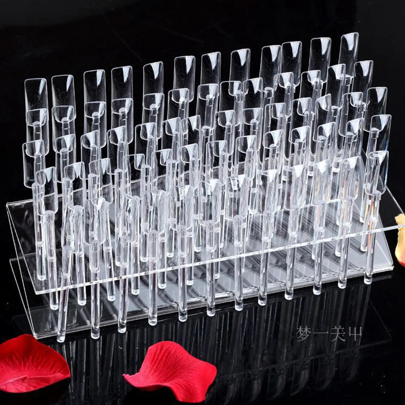 64 Tips Pop Sticks Nail Art Practice Display Stand Chart Nail Gel Polish Color Card Removable Rack Display Palette 250517