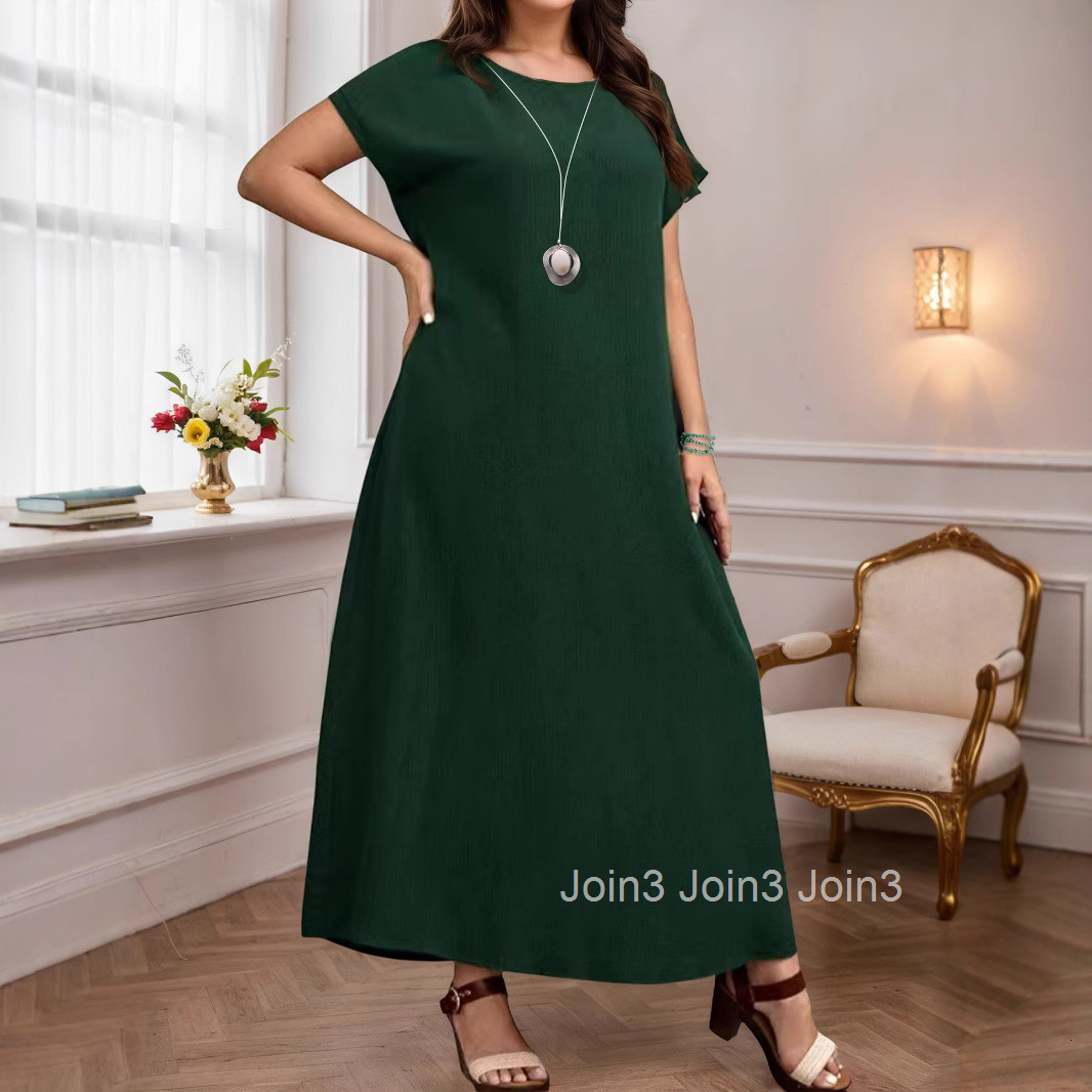 Summer Round Neck Elegant Long Dress for Plus Size Women