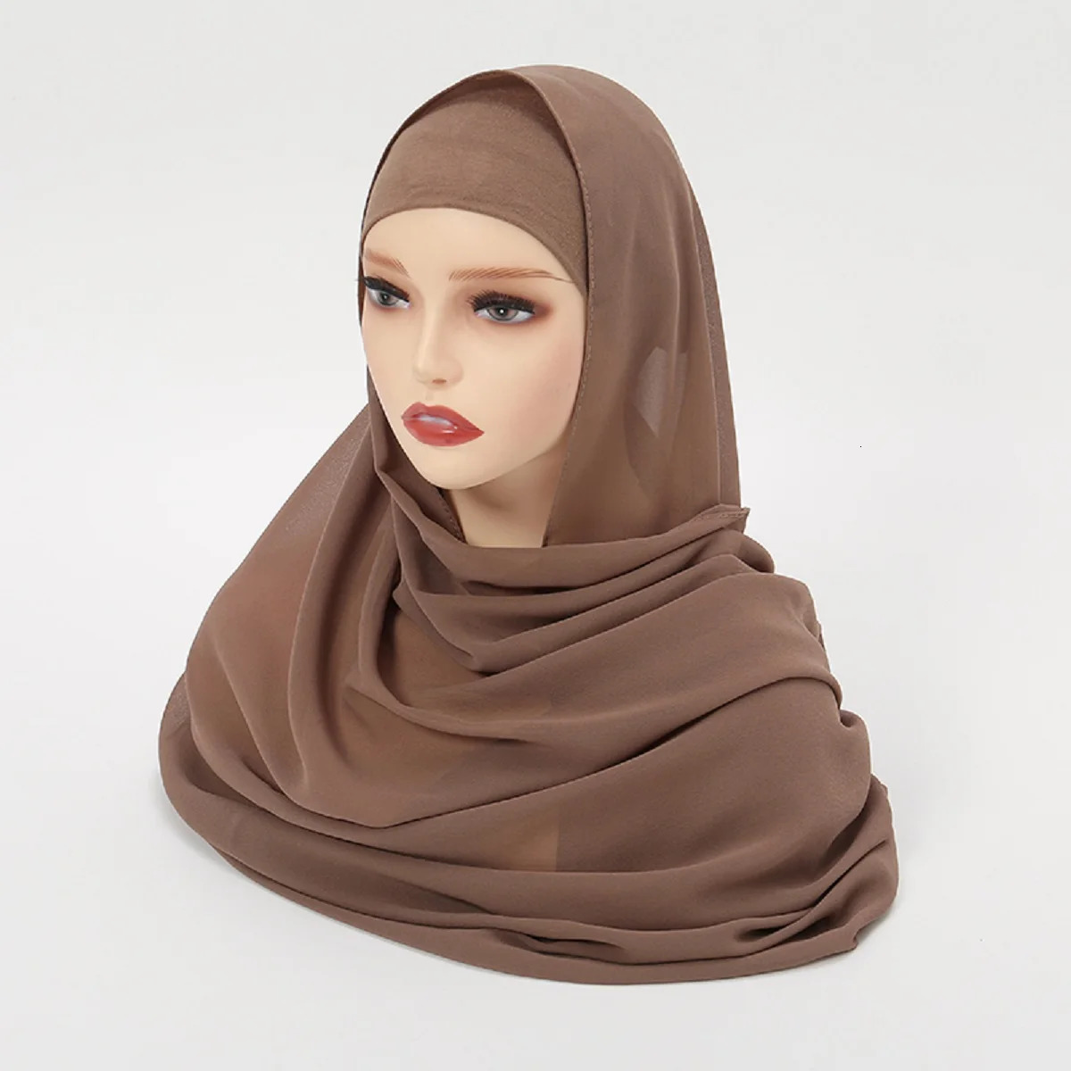 Rayon Cotton Hijab With Undercap Plain Color Muslim Shawl Elastic Inner Islam Turban Fashion Headband Bonnet 2pcs 250517