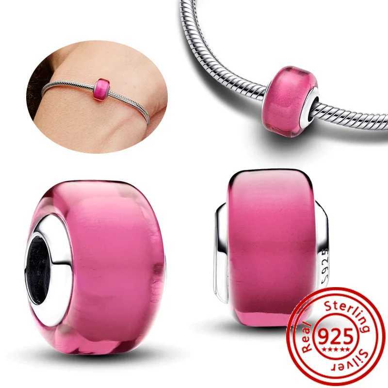 925 Silver Round Beads White Red Green Murano Glass Black Blue Red Zircon Sparkling Charm Fit Pantaro Bracelet Fine Jewelry GiftXJ250517