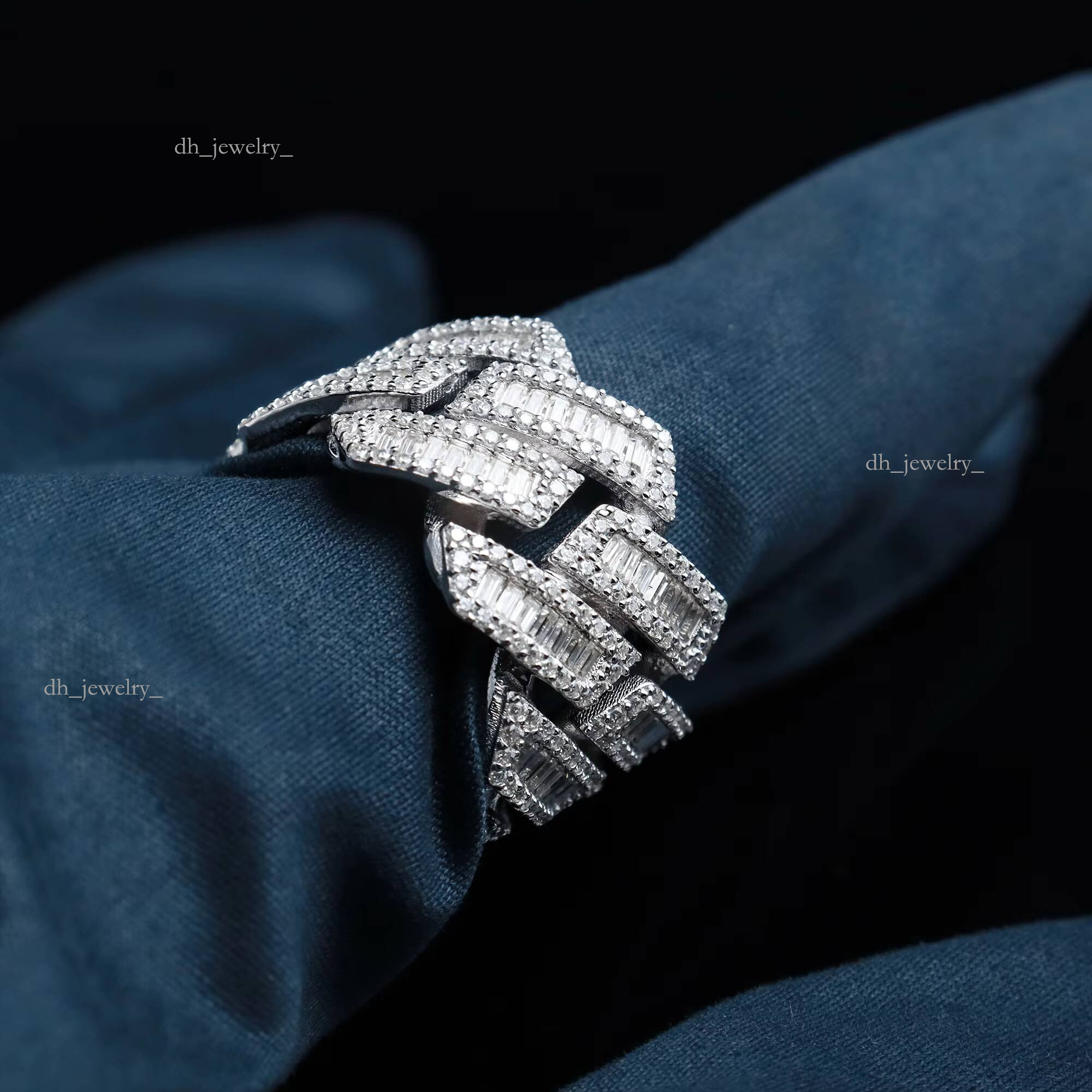 2024 New Style Sier Rust Proof Vvs1 D Color Moissanite Baguette Hip Hop Bling Jewelry Rings With Gra Certified
