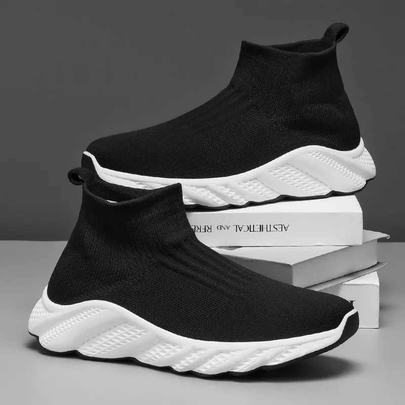 Knitting Socks Sport Shoes Men Breathable High Top Mens Running Shoes Platform Light Sneakers Man Trainers mens shoes W250517