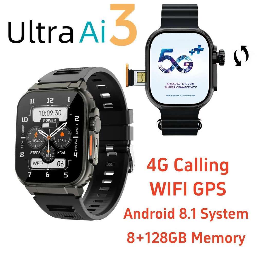 Microwear Ai3 Smart Watch S9 Ultra 180° Rotating Camera Google Play GPS WIFI Amoled HD Display 4G Calling Smartwatch Men