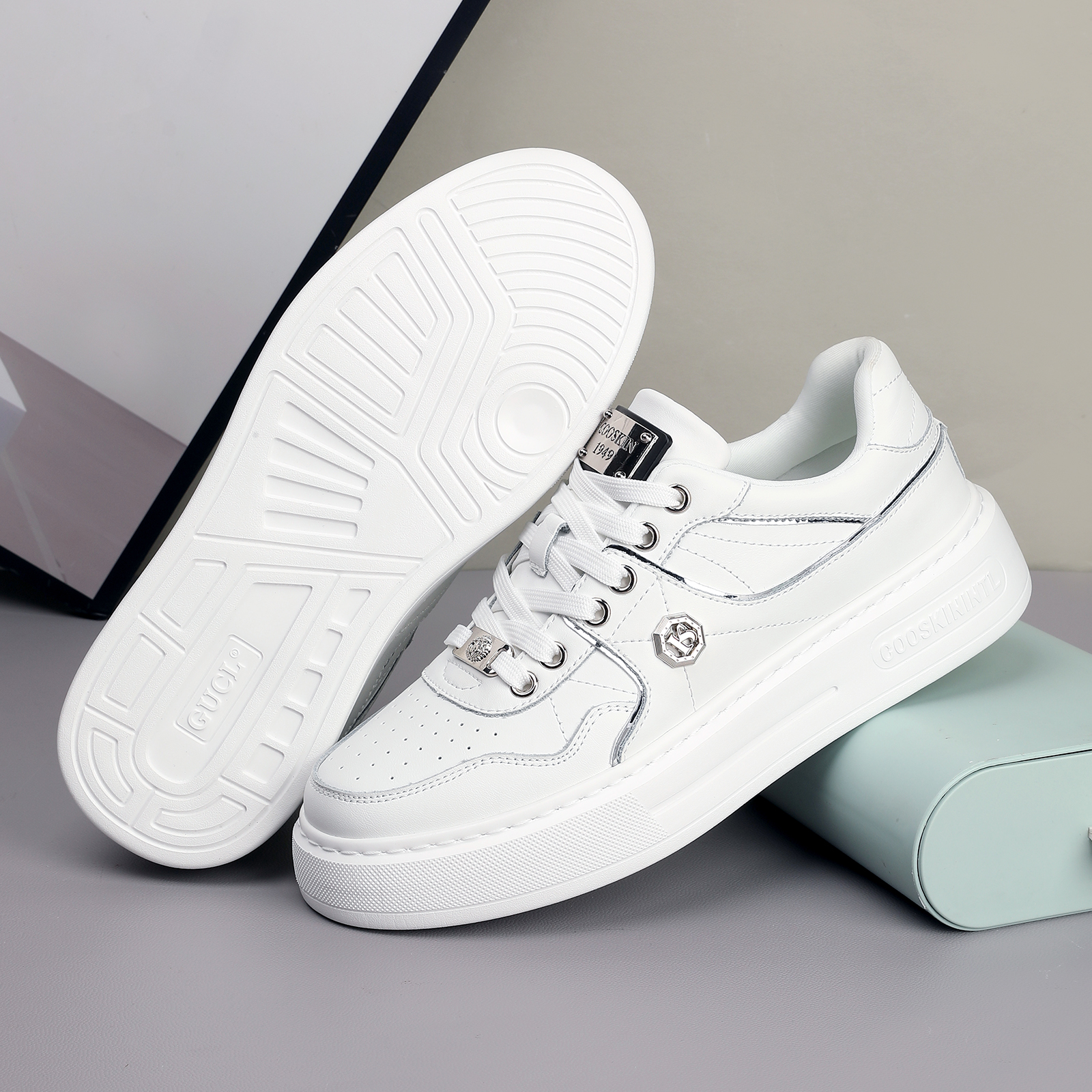 coolqi white goldfoiled designer sneakers highend material running shoes for men women lightweight breathable trendy design designer shoes