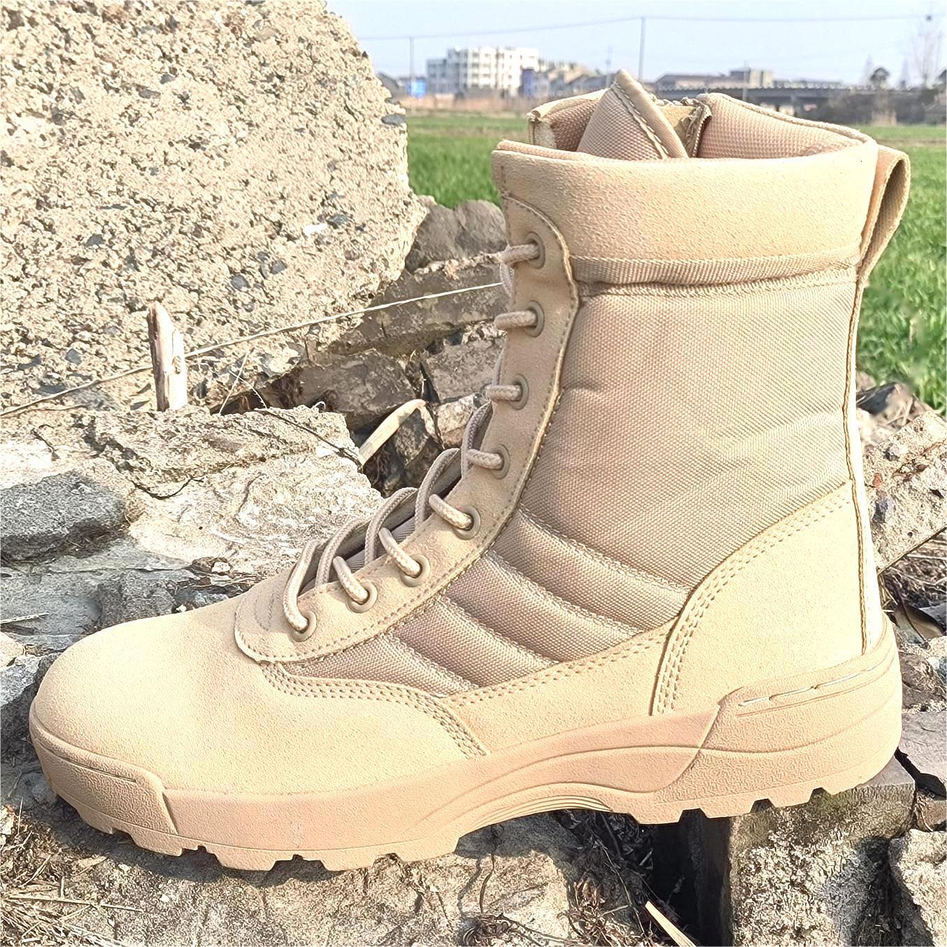 Ultra lightweight and breathable combat tactical men's high top outdoor desert boots, hiking shoes, designer fashion training shoes