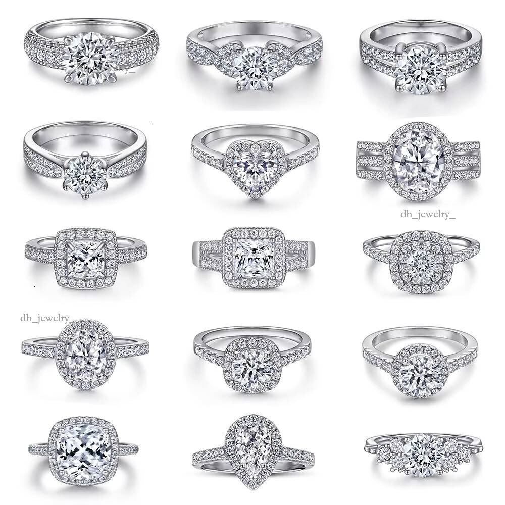 Ladies Jewellery Classic Rings With Love Heart Fashion Crystal Wedding & Party Wide Ring for Women Sier Jewelry