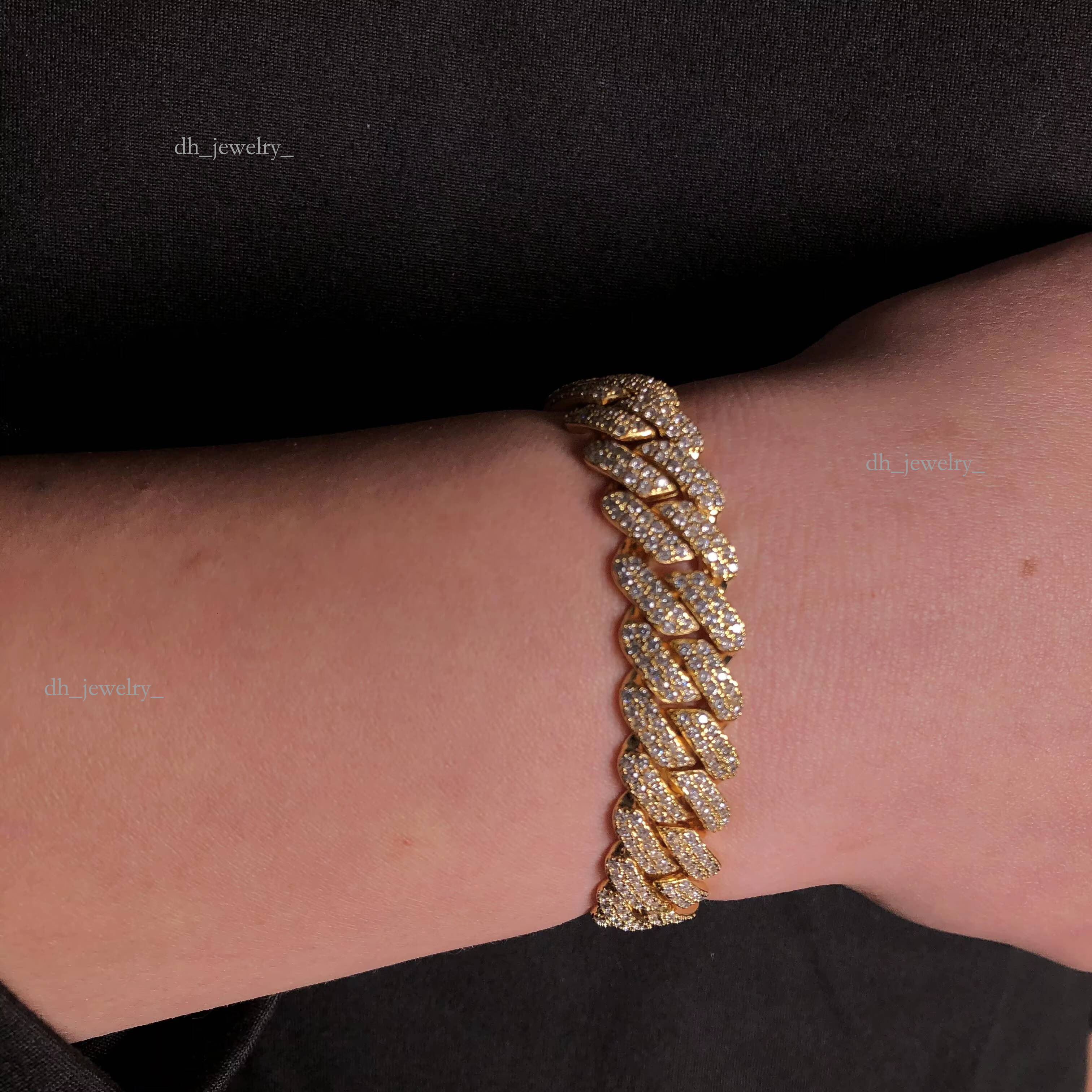 15mm Full Set Cuban Bracelet with Ribbed Plaid Necklace