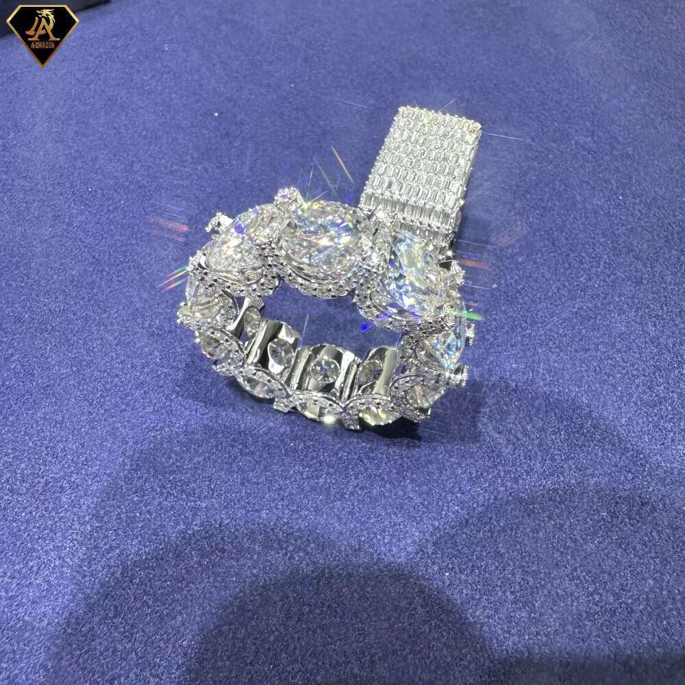Fashionable hip-hop silver gold-plated ring, equipped with VVS ice out silica men's and women's GRA certificates
