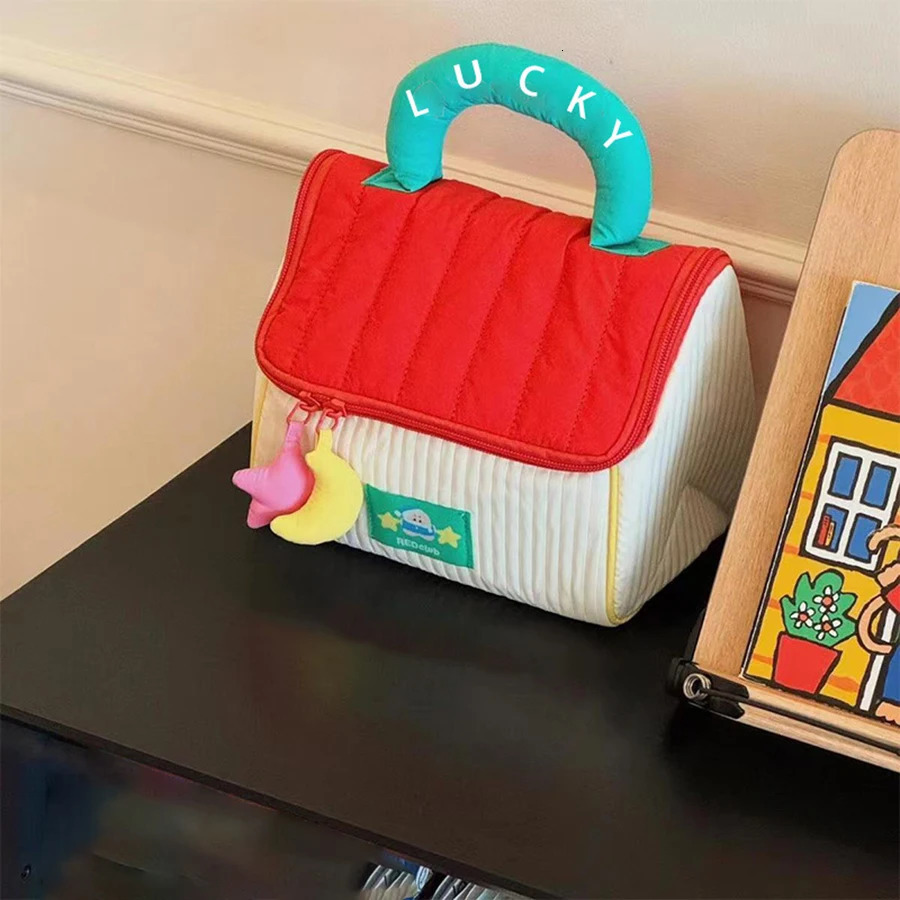 cartoon house-shaped makeup bag; thickened large capacity makeup bag for travel storage bag. 250514