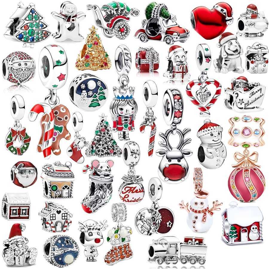 Christmas Collection Gingeread Man Elk Snowman Charm Beads Fit Original 925 Sterling Silver Bracelet DIY Jewelry GiftXJ250517
