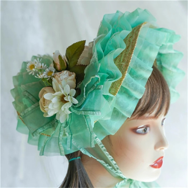 Handmade SunHat Lace Decorated Courtly Style Tea Party for Lolita Women Court Miss Straw Hat SunHat with Ribbon 250516