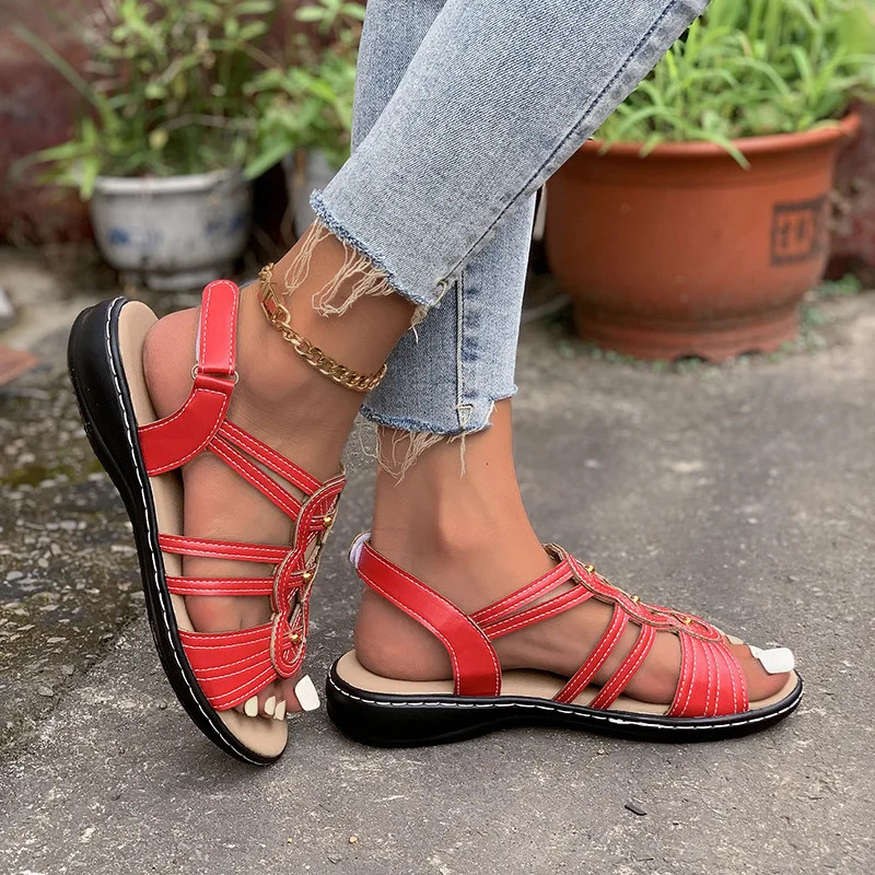 Ankle Strap Lightweight Fashion Sandals Women Summer Open Toes Durable Soft Outdoor Beach Sandals for Women Retro Shoe 250515
