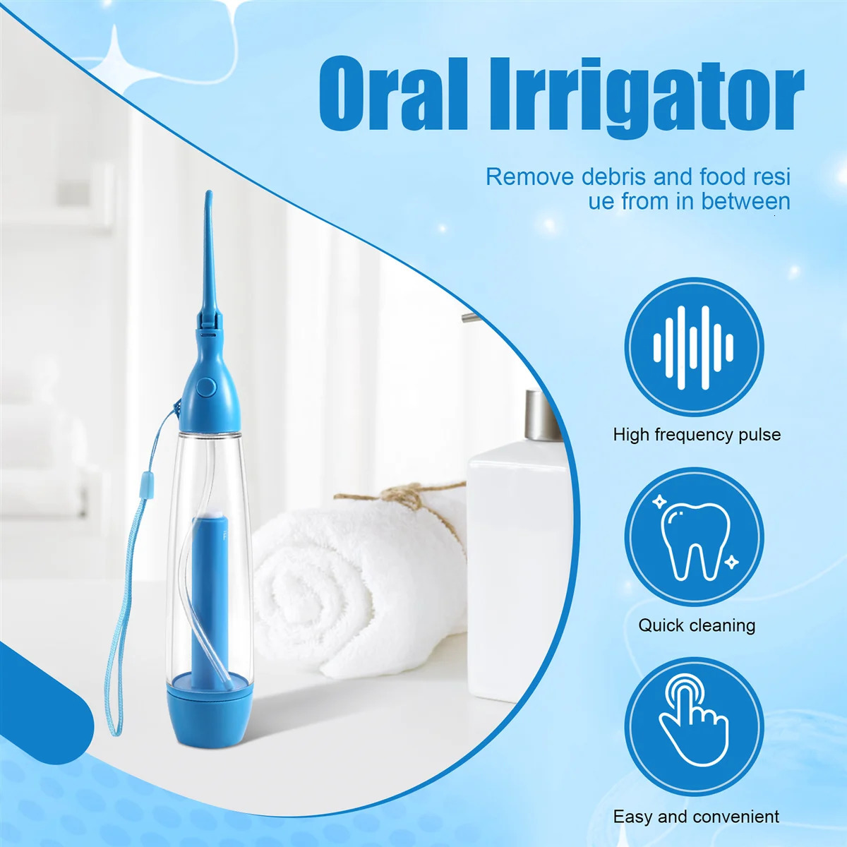 Portable Oral Irrigator Clean the Mouth Wash Your Tooth Water Irrigation Manual Water Dental Flosser No Electricity Abs 250517