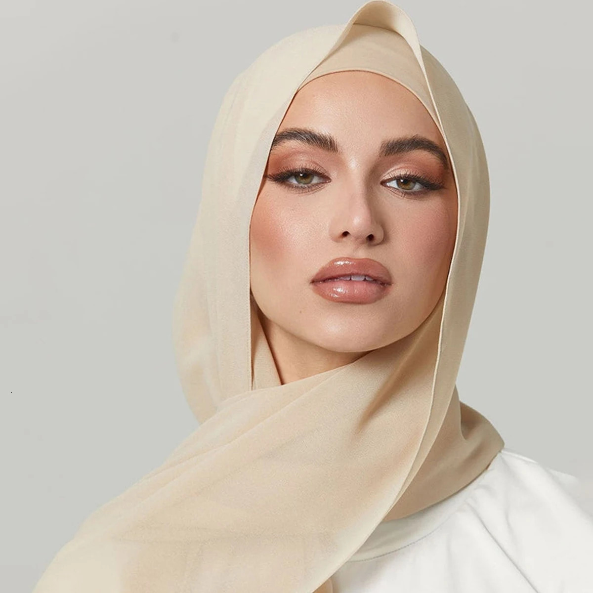 Rayon Cotton Hijab With Undercap Plain Color Muslim Shawl Elastic Inner Islam Turban Fashion Headband Bonnet 2pcs 250517