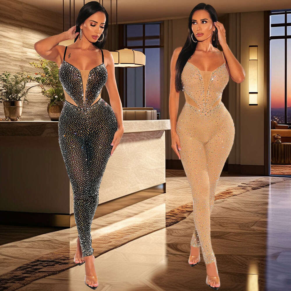 Wide Leg Jumpsuit C Fashionable Women S Hot Pressed Dia Sexy Slim Fit Bag Arm Suspender Jumpsuit