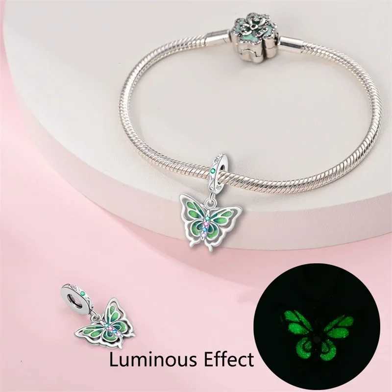 Green Spring Series Butterflies Flowers Bird Heart Charm Beads Fits DIY 925 Sterling Silver Bracelet Necklace Women GiftXJ250517