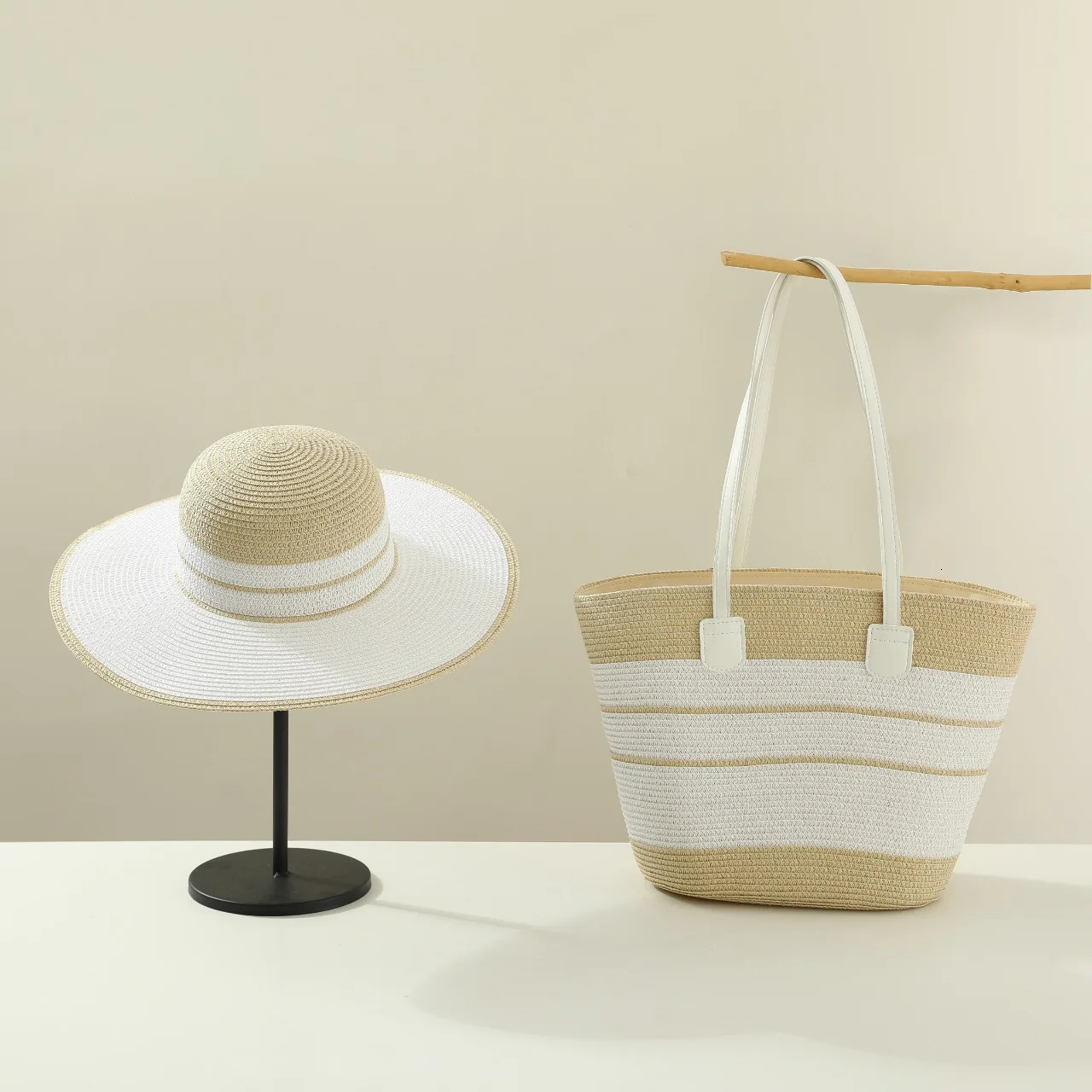 Blue straw hat bag set 2025 summer sun hat travel beach straw hat outdoor sun hat sombrero para sol mujer 250516