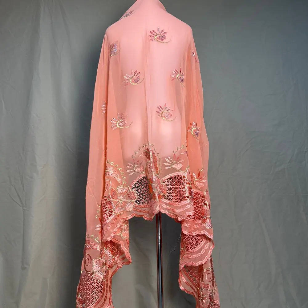 Dubai Scarf For Muslim Women African Chiffon big Hijab Islam Pashmina Turban Headscarf Embroidery Shawls 250517