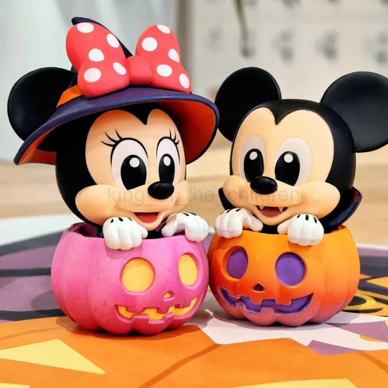 Disney Genuine Mickey Mouse And Friend Pumpkin Version Halloween Limited Cosbi Blind Box Mini Figure Guess Christma Desktop Gift Toys W250517