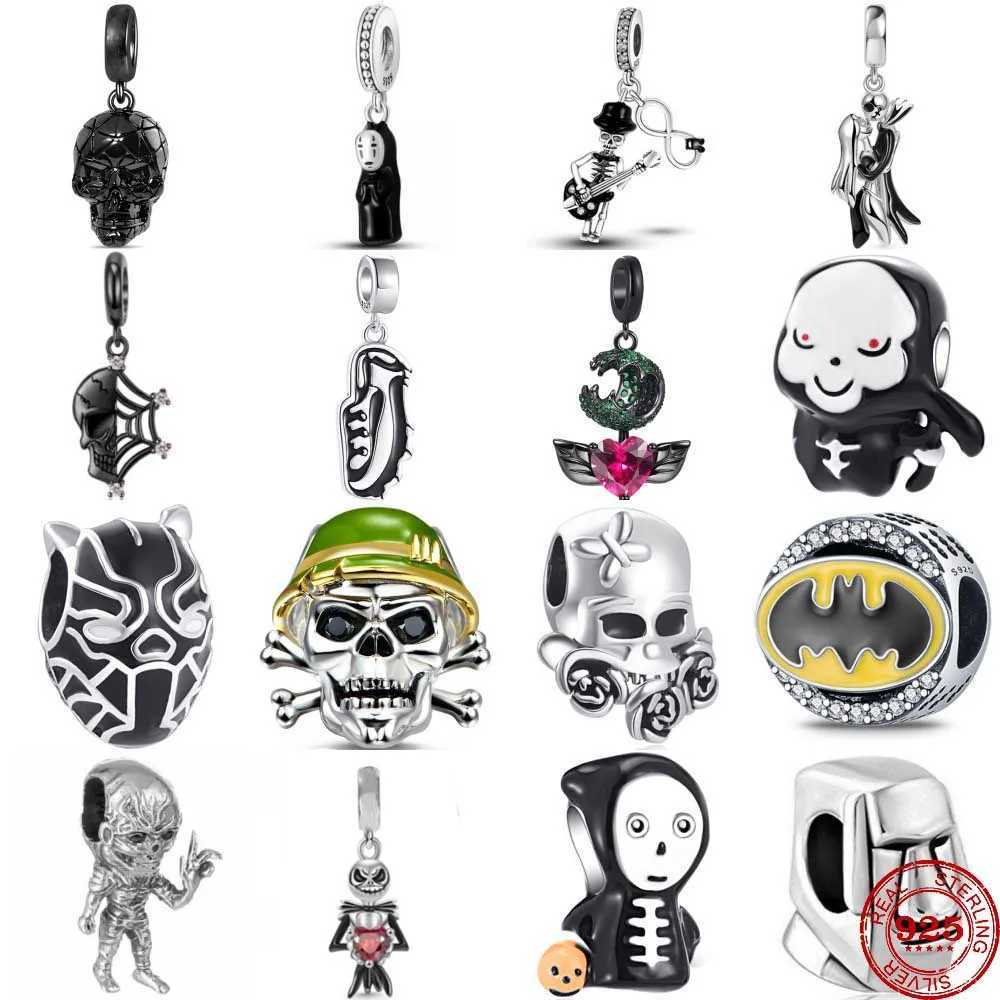 925 Sterling Silver Black Halloween Collection Pendant Hang Beads Diy Fit Original Pendant Charm Bracelet Necklace Women JewelryXJ250517