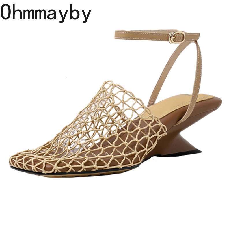 Designer Hollow Out Women Sandals Concise Party Dress Singbacks Pumps Summer Square Toe Women's Sandalias