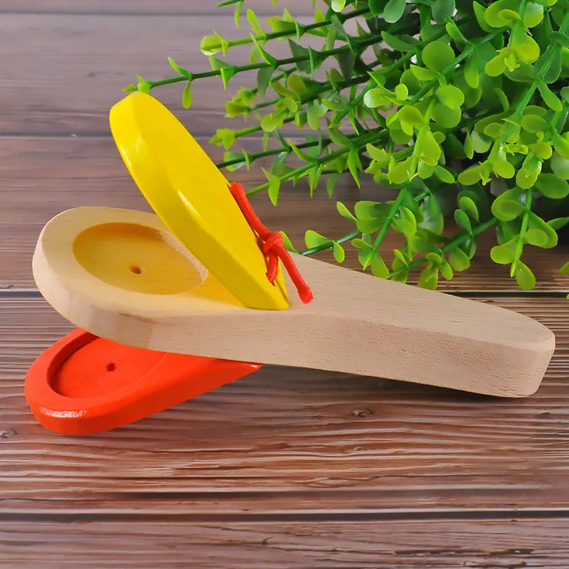 Wooden Castanet Percussion Rhythm Clap Handle Music Instruments for Kids Preschool Early Educational Toys Kinder Spielzeuge