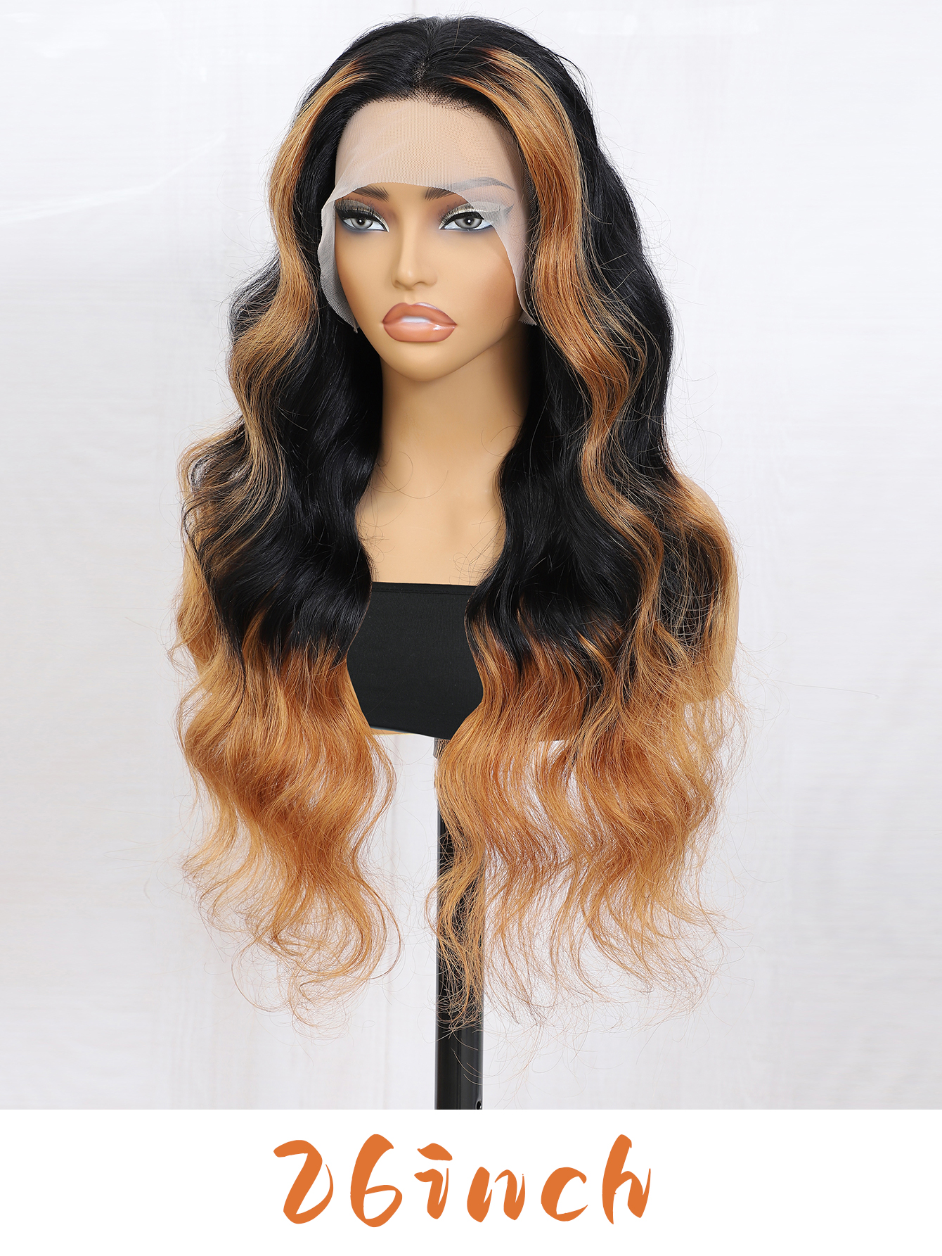 20-32 inches 13x6 HD lace front wig human hair | 1B/30 women's body wave human hair, free to sew natural hairline
