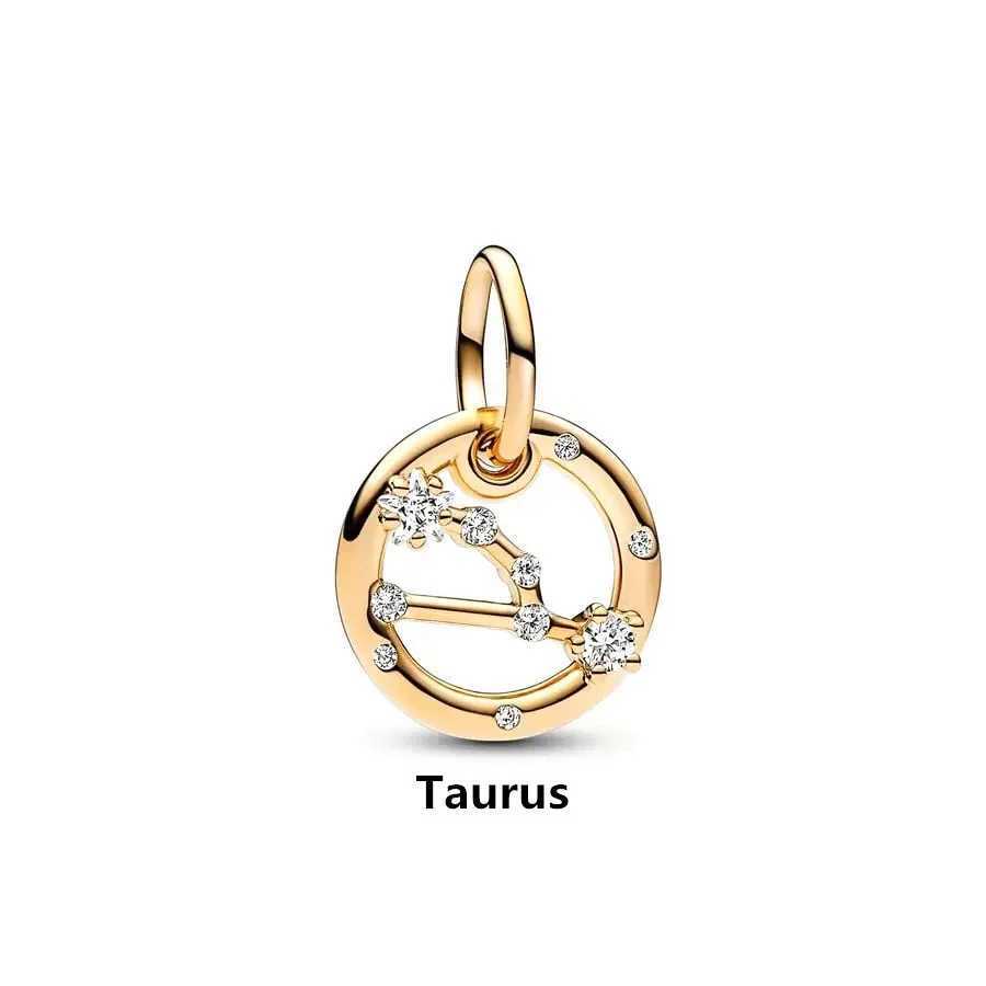 2025 NEW Gold Plated 12 Constellation Pendant Dangle Charm Beads Fit Original 925 Sterling Silver Europeans Bracelet DIY JewelryXJ250517