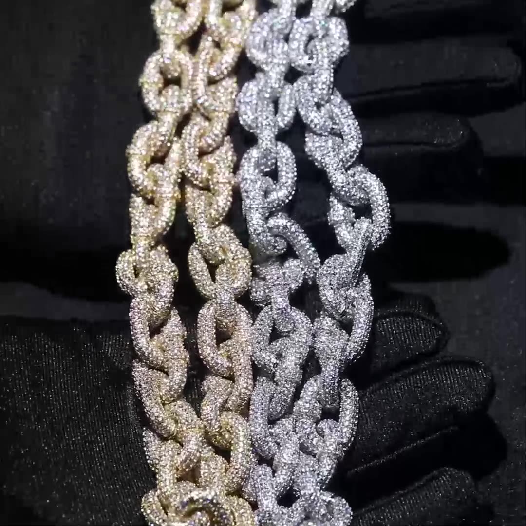 14mm High Quality Hip Hop Infinity Links Lock Chain Necklace Full 5A Zircon Vintage Men Jewelry