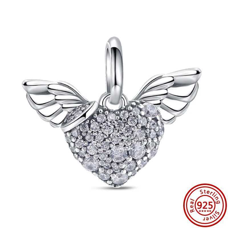 Hot Sale 925 Sterling Silver P Print Feather Angel Wings Charms Beads Fit Original Pantaro Bracelet Bangle Jewelry MakingXJ250517