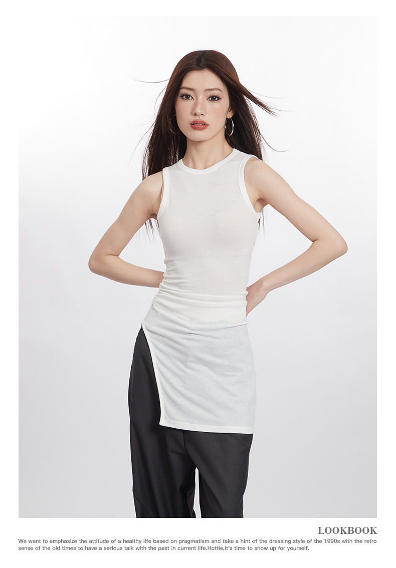 LV150 Summer new irregular sexy sleeveless pullover waist hip dress for women