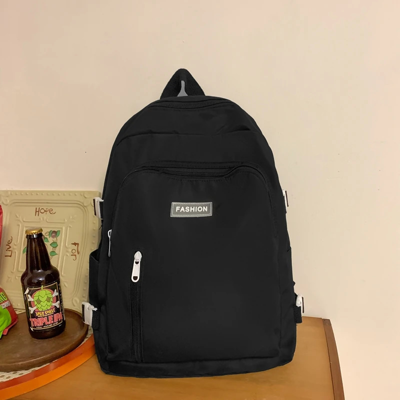 Large Capacity School Backpack Smooth Zipper Solid Color Teens Casual Daypack Bag Student Supply 250514