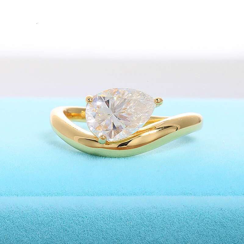 S925 silver womens moissanite ring 7*10mm2 carat teardrop-shaped female ring niche simple pinky ring 2024 holiday gift