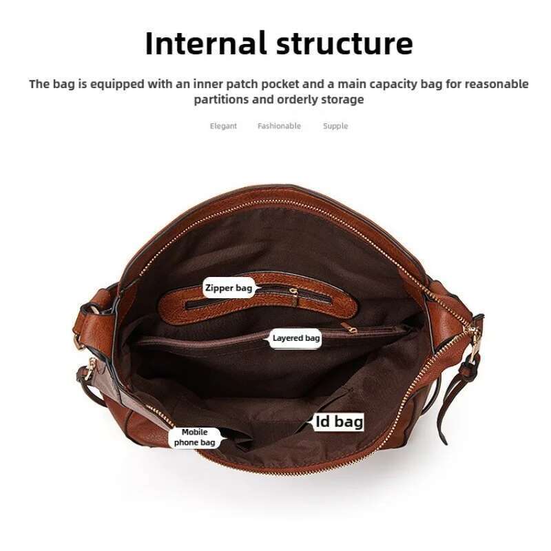 Hobo Leather Women Handbags Female Leisure Shoulder Bags Fashion Purses Vintage Bolsas Large Capacity Tote bag Crossbody Bag