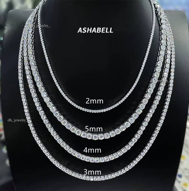 Pass dia tester Cubic Zirconia Moissanite Necklace Sier Dia Chain vvs moissanite tennis chain for Women or Men
