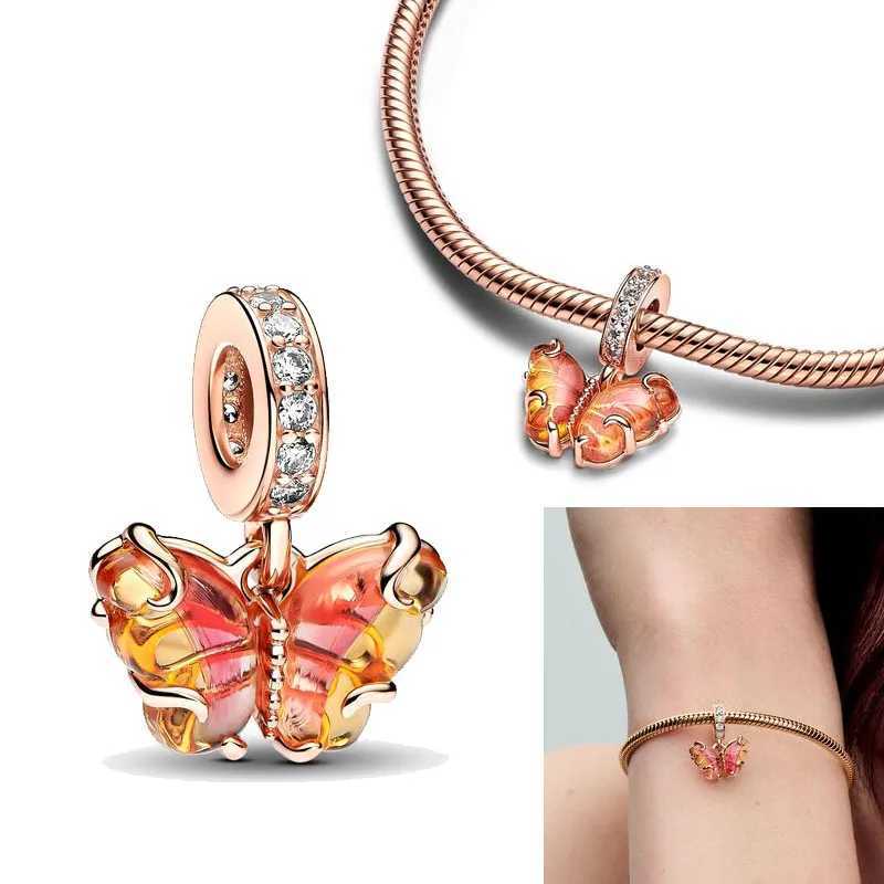 2025 New 925 Silver Bead Charm Spring Series Sparkling Butterfly Dangle Charm Diy Fit Original Pand Bracelet Women Jewelry GiftXJ250517
