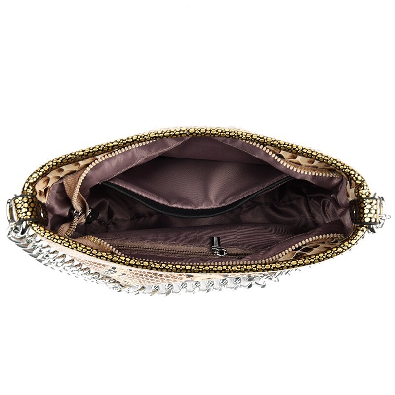 Advanced feeling gradually changing color snake skin pattern small square 2025 new fashionable niche chain bucket genuine leather women's bag tre