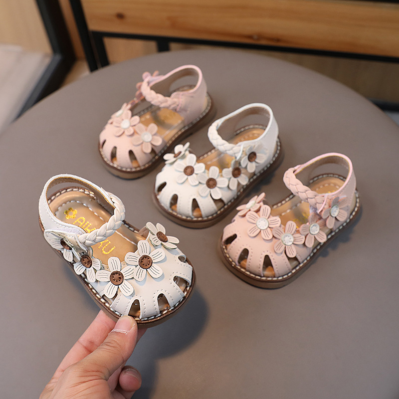 Girl Princess Dress Sandals Summer Children Sandals Fashion Cutefeet Toddler Flower Kids Flat Sandals Shoes Soft Sizes US1C-US9C C0715