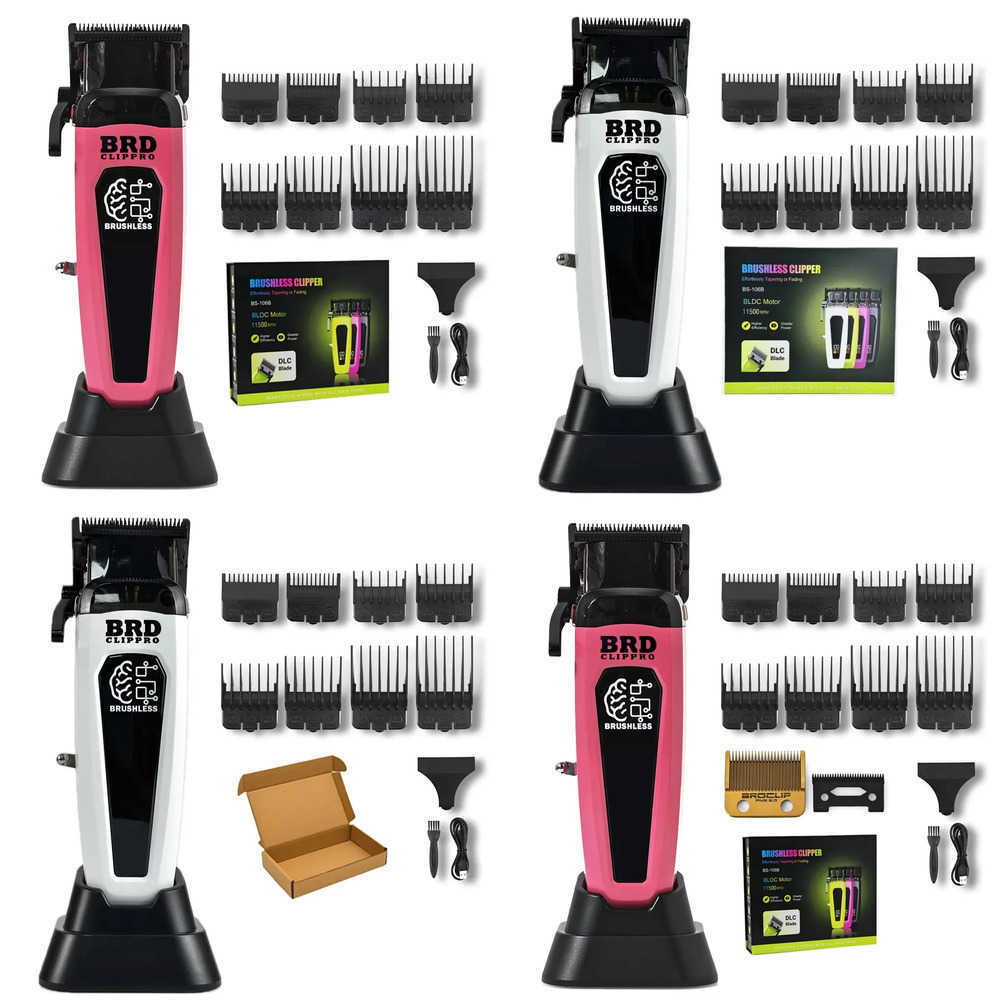 Professional Brushless Motor Hair Clipper 106B Electric Cordless Trimmer 7500RPM Ultra Thin Moving DLC with Base R250517 RCRX