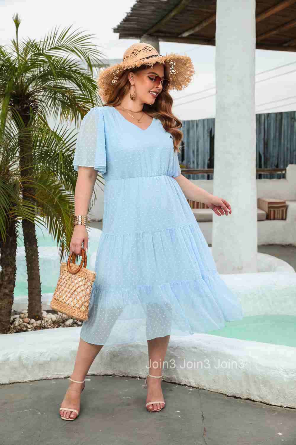 Large Womens Wear Large Solid Leisure Holiday Dress Chiffon Holiday Elegant Mid Length Dress