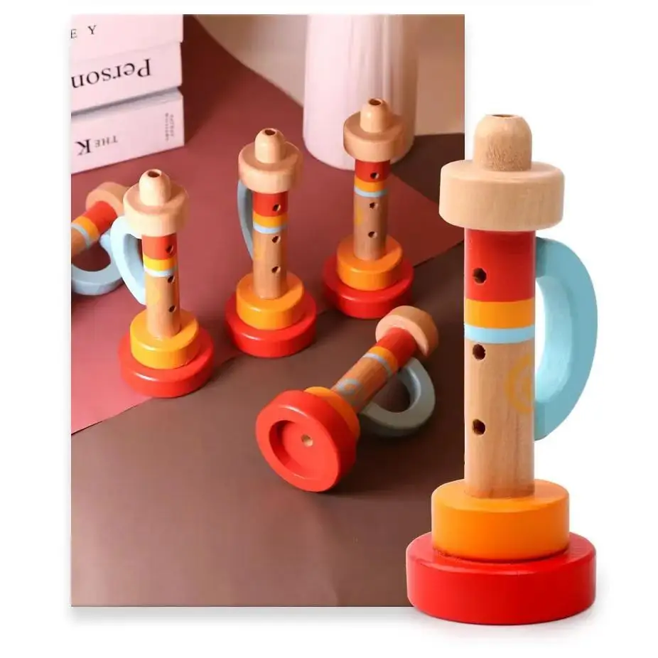 Wooden Trumpet for Kids Music Instruments Preschool Early Educational Toys Birthday Gifts Party Favors Kinder Spielzeuge