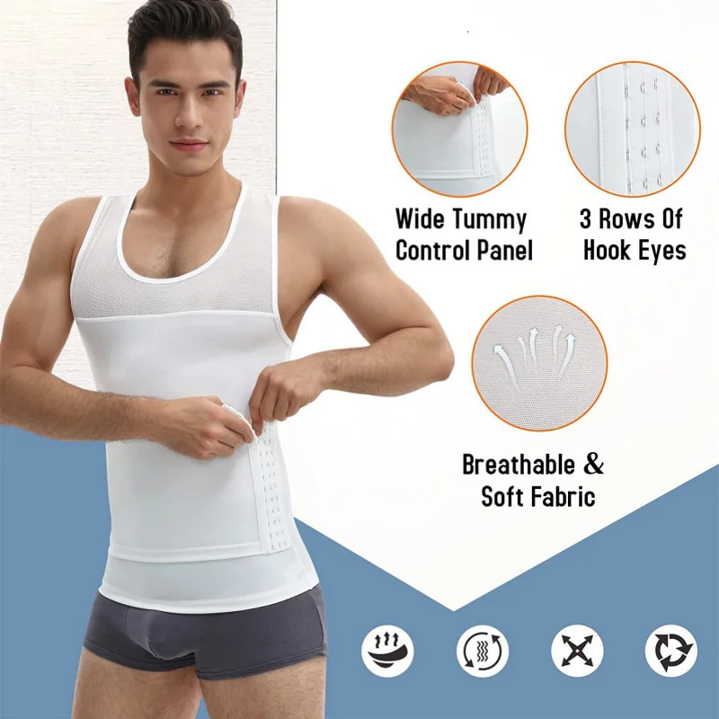 Mens Body Shaper Compression Vest Abdomen Shapewear Tummy Slimming Sheath Gynecomastia Shapers Corset Waist Trainer Fajas Tops 250517