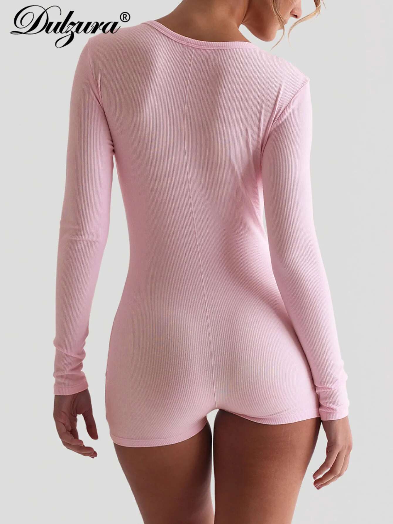 Dulzura Skinny Long Sleeve Playsuits Solid Bodycon Jumpsuits Rompers Evening Party Club Holiday Workout Sport Women Clothes Y2k