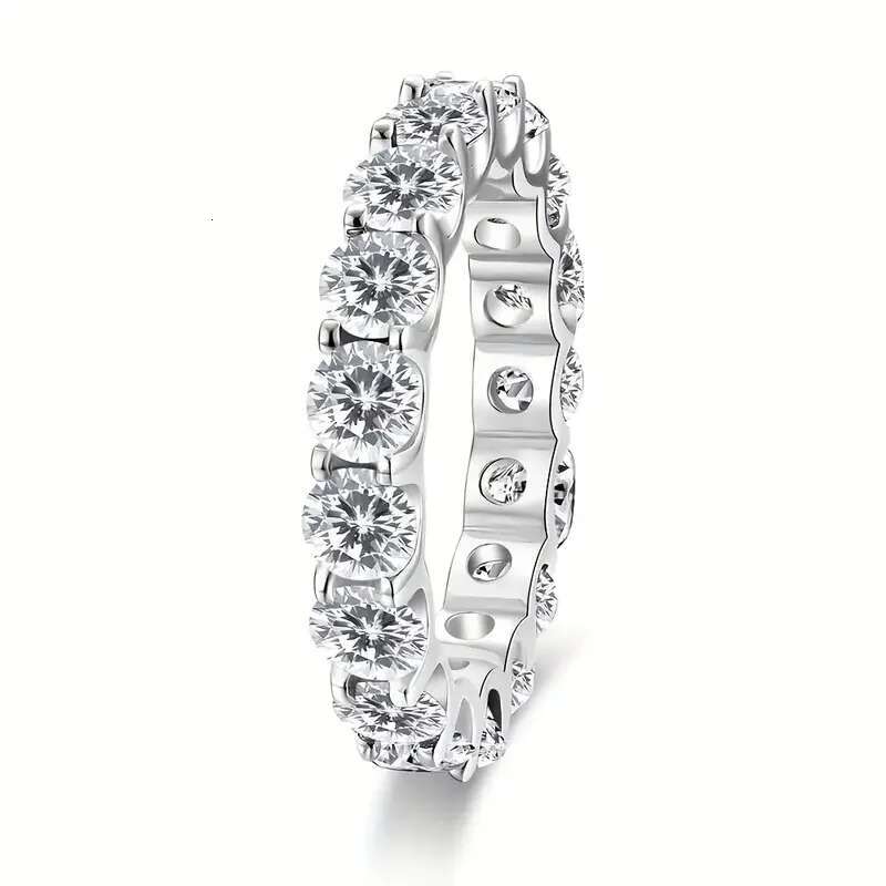 1pc S925 Silver with 4.2CT Moissanite Co-ed Eternity Ring Band Ring Moissanite Gemstone Jewelry Gifts for Mother