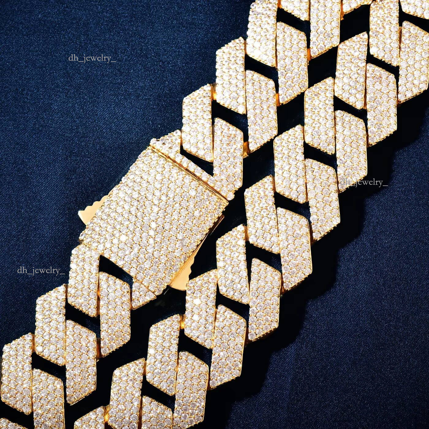 Wholesale 20mm Rhombic Link Bracelet Necklace Gold Brass Iced Bling Cubic Zircon Dia Miami Cuban Links Chain Jewelry