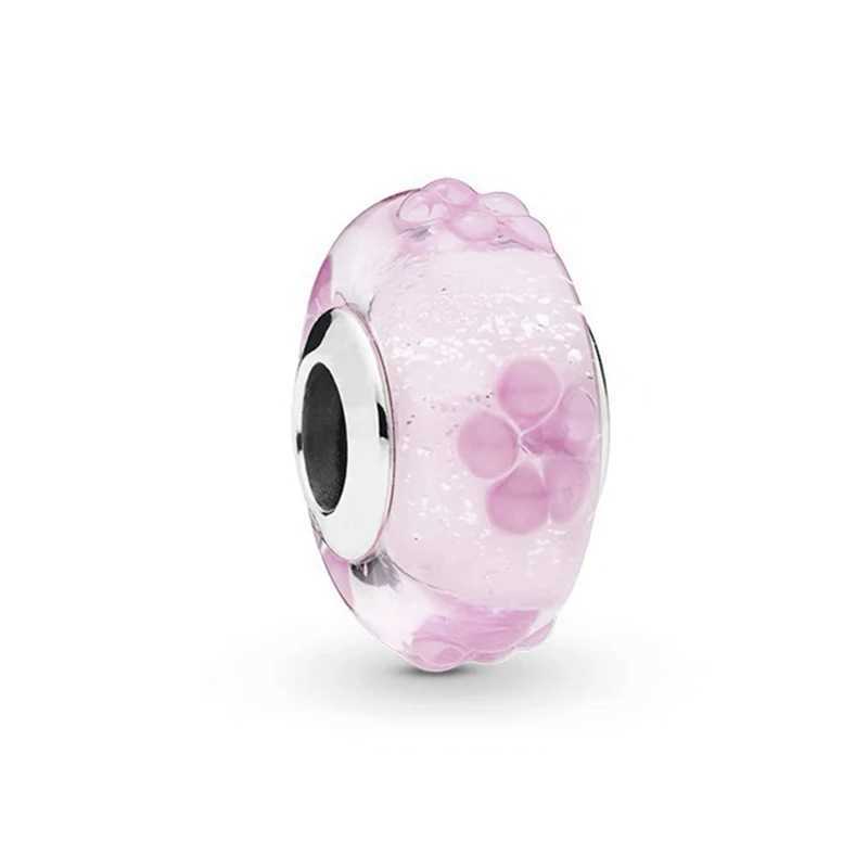 New Fine Charm Hearts Flower Red Blue Green Pink Murano Glass Beads Fit Original 925 Silver Bracelet DIY Women Jewelry AccoryXJ250517