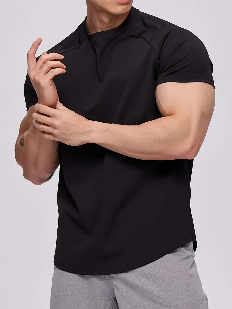 New Fashion Plain Tops Tees Fitness Mens T Shirt Short Sleeve Muscle Joggers Bodybuilding Tshirt Male Gym Clothes Slim Fit Shirt R250517