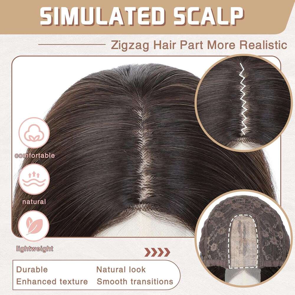 Light 18 Inch Medium Length Women Middle Part Synthetic Wavy Wig with Upgraded Strands,Natural Hair Wigs for Daily Party/Halloween Use 18Inch,Light Ta