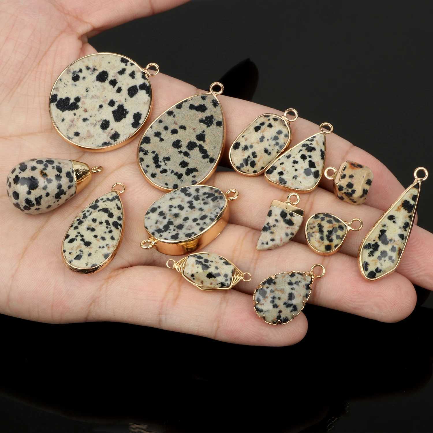 1pcs Natural Stone Dalmatians Jasper Charms Pendants Connectors for Jewelry Making Diy Earrings Necklaces Bracelets AccoriesXJ250517