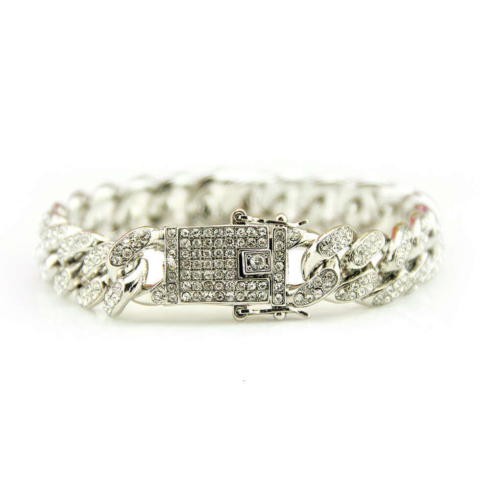 Hip Hop Dia Cuban Chain Wide Icy Bling Link Bracelet for Hipster Jewelry Gift streetwear jewelry gift